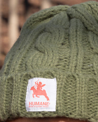 HUMANE BRAND® Green Cable-Knit Beanie