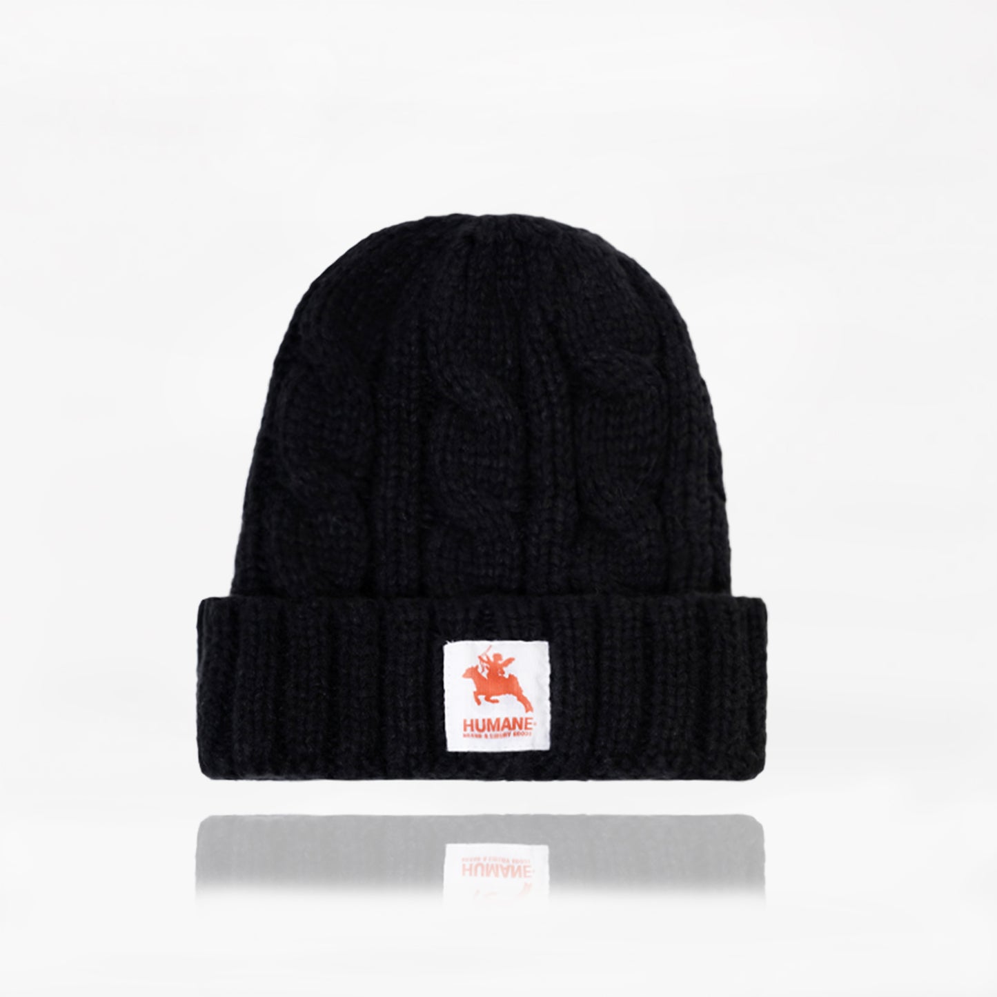 HUMANE BRAND® Black Cable-Knit Beanie