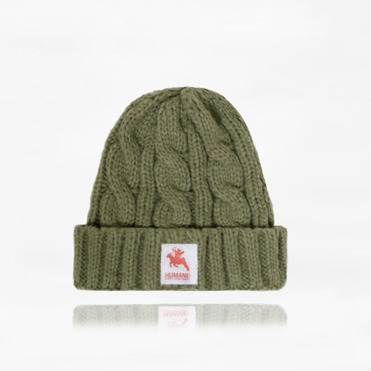 HUMANE BRAND® Green Cable-Knit Beanie