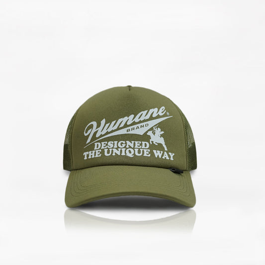 HUMANE BRAND® Olive Unique Logo Trucker