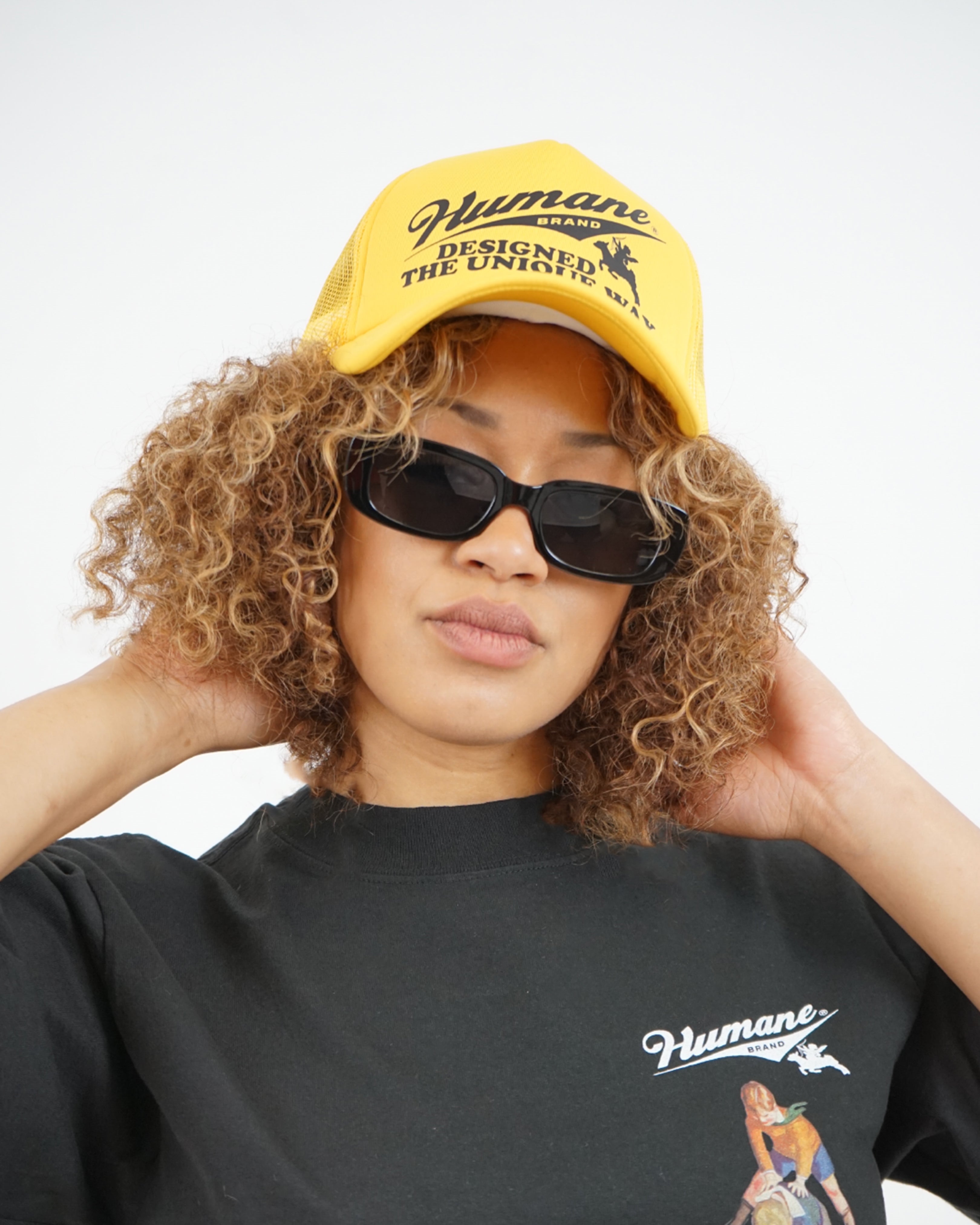 HUMANE BRAND® Yellow Unique Trucker Hat