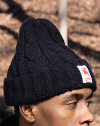 HUMANE BRAND® Black Cable-Knit Beanie