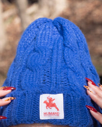 HUMANE BRAND® Blue Cable-Knit Beanie