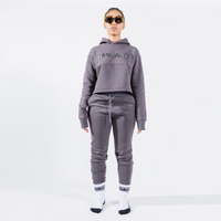 HUMANE BRAND® Women's Luxury Dark Gray Crop Sweatsuit